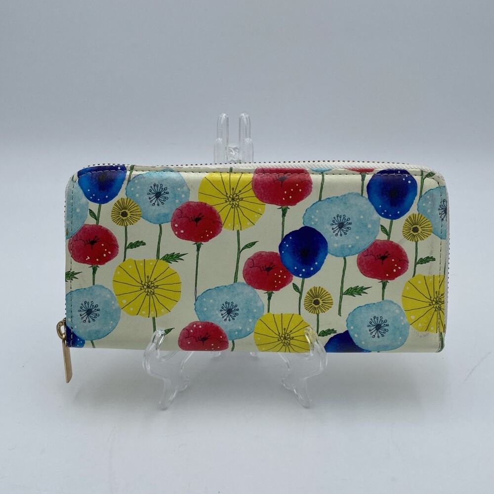 Blue Bleuet X Ndosudou Water Color Poppy Long Wallet Golf Hardware